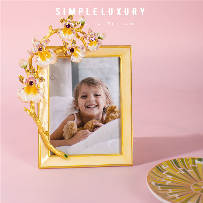 美国正品现货 Jay Strongwater 蝴蝶兰精美14K金珐琅迷你画架相框