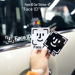 TUTUART车贴 FACE面容解锁趣味贴 汽车B柱侧窗装饰贴防水贴反光贴