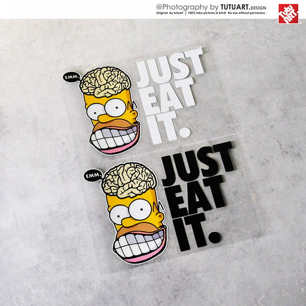 tutu圖圖車貼 just eat it网红趣味车尾警示贴 新普森搞笑反光贴