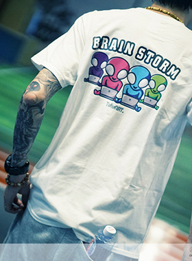 TUTUART 恶搞外星人头脑风暴原创潮T恤 BRAINSTORM个性印花短袖T