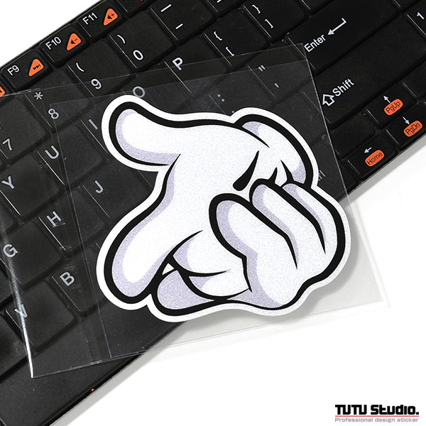 tutu圖圖車貼-hellaflush卡通手指biu趣味设计动作贴纸后档反光贴