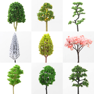 手工diy建筑沙盘假山场景迷你仿真模型树樱花树成品景观小树套装