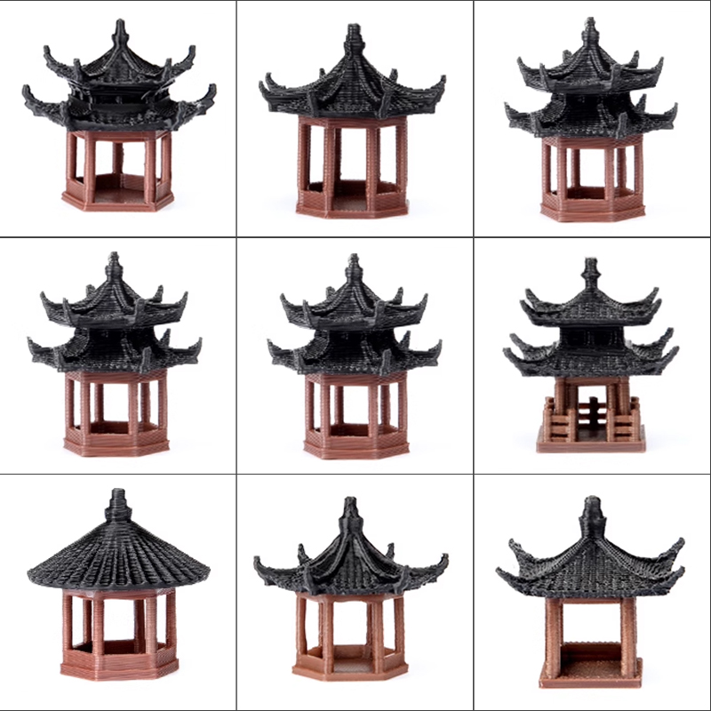 防水仿真国风景观小亭子摆件