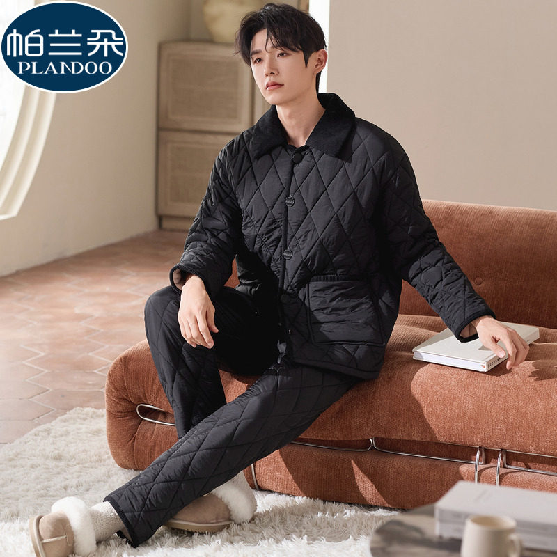 羽绒服三层夹棉袄加厚睡衣男士冬季珊瑚绒2025新款开衫翻领家居服,女士内衣/男士内衣/家居服,睡衣/家居服套装,淘宝优惠券,粉丝福利购,淘宝优惠卷