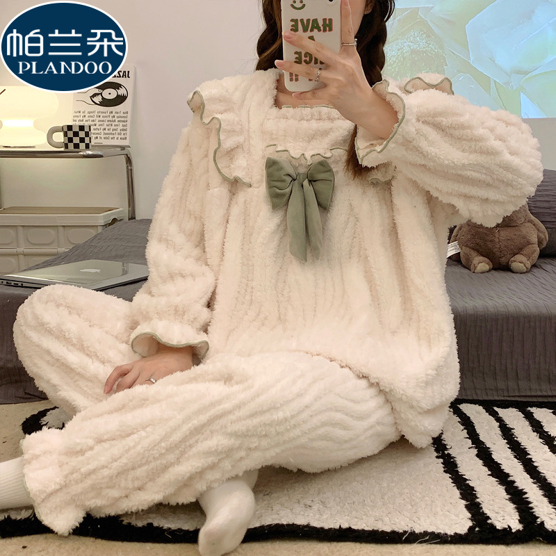 2025新款珊瑚绒睡衣女款秋冬季