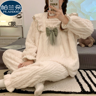 2025新款珊瑚绒睡衣女款秋冬季