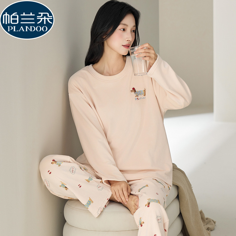 2025新款女款睡衣秋冬季海岛绒长袖保暖加厚珊瑚绒卡通网红家居服