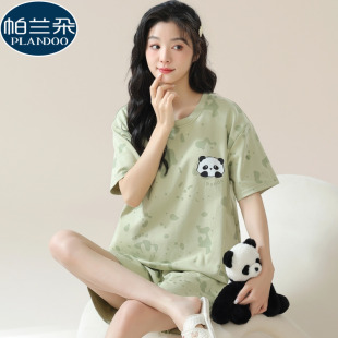 纯棉可爱卡通套头少女生夏天薄款 睡衣女夏季 家居服可外穿 短裤 短袖
