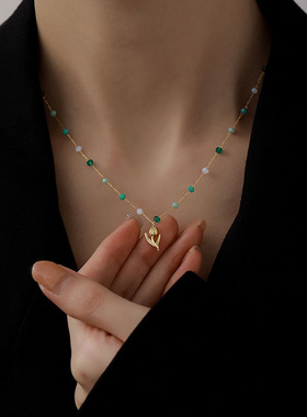 夏季水晶串珠锁骨链甜美百搭