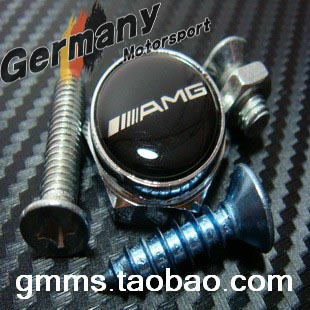 奔驰改装黑色AMG车标合金牌照固封扣车牌架牌照框牌照托车牌托