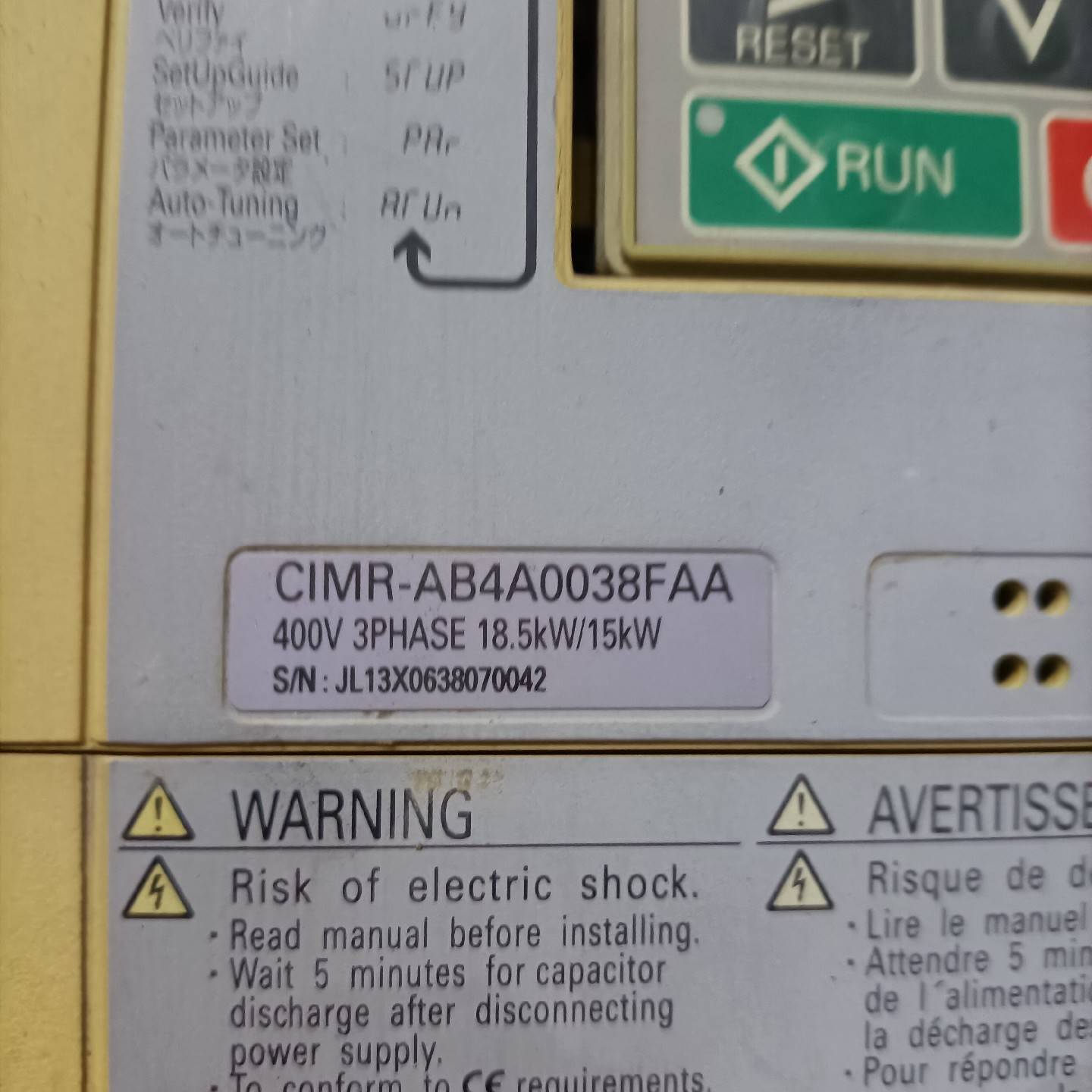 议价CIMR-AB4A0038FAA安川变频器A1000/15/