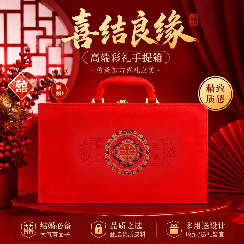 彩礼现金礼盒聘礼箱结婚礼金陪嫁礼金箱