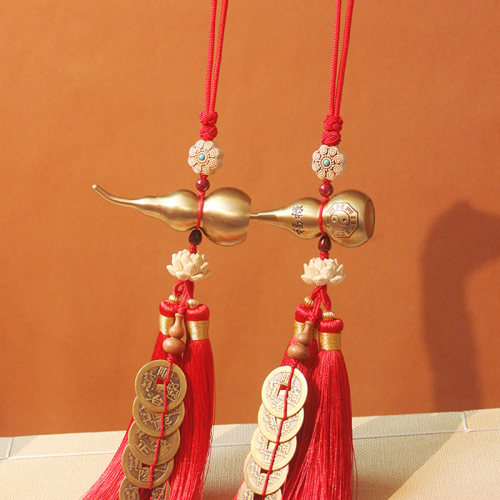 五帝钱铜葫芦门对门招财室内挂件