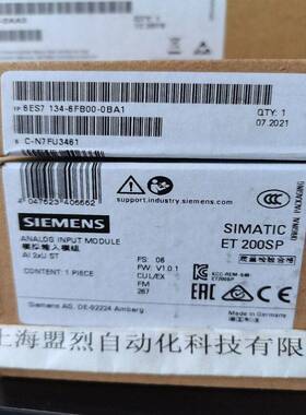 【议价】6ES7134-6FB00-0BA1西门子ET200SP模拟输入模块6ES71346F