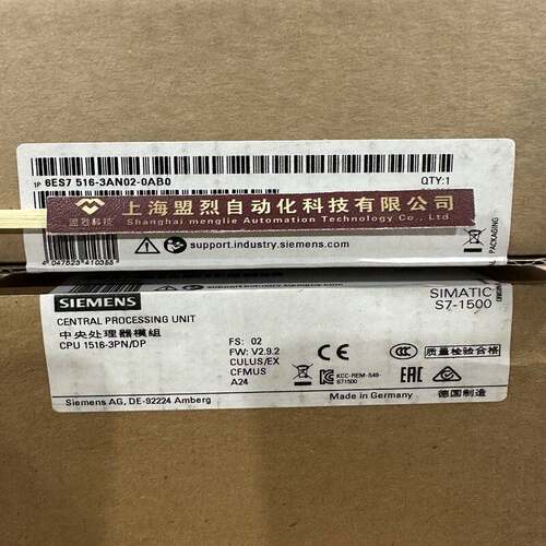 【议价】6ES7516-3AN02-0AB0西门子CPU 1516-3 PN/DP 6ES7516-3AN