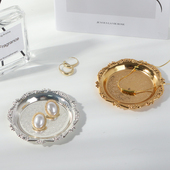 ins复古浮雕小托盘金属盘拍照道具摆件饰品美妆摆拍摄影装 饰背景