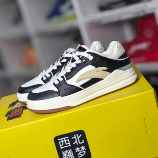 舒适休闲 耐磨透气 低帮 Anta安踏 女款 LITE 板鞋 白黑 街顽