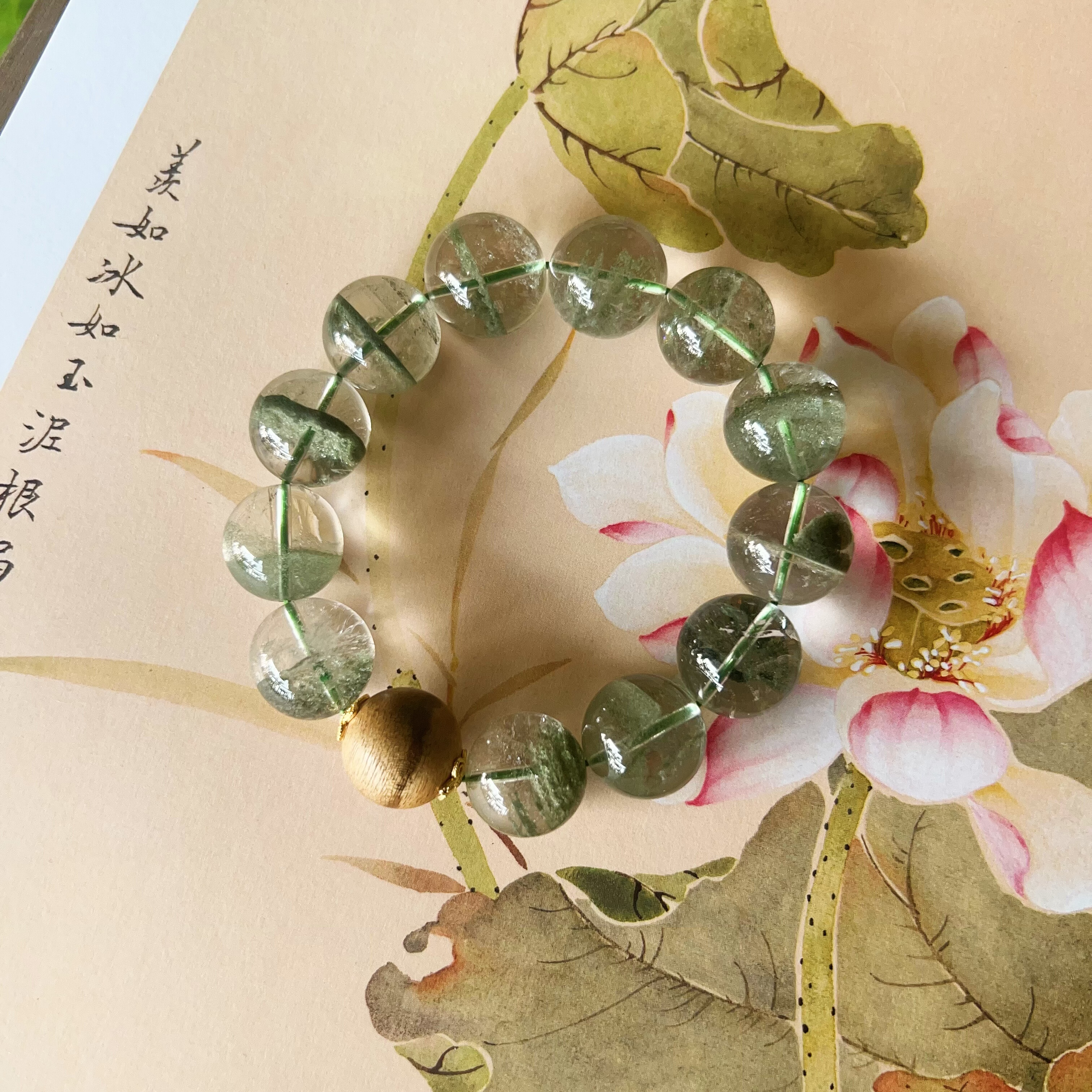 半壁江山巴西天然绿幽灵手链圆珠手串大珠子招财转运珠送礼物正品