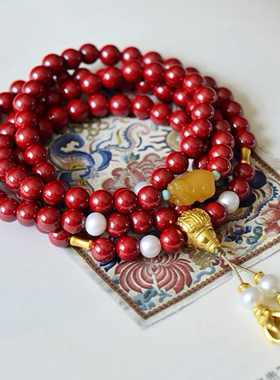 高含量天然原矿真朱砂单圈多圈佛珠手链手串本命年民族风好运男女