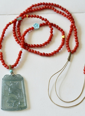 凤凰于飞原创天然南红项链蓝水翡翠牌吊坠女款送女友闺蜜礼物证书