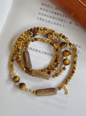 天然虎眼石手链女款原创设计小众高级感手串招财转运珠项链送礼物
