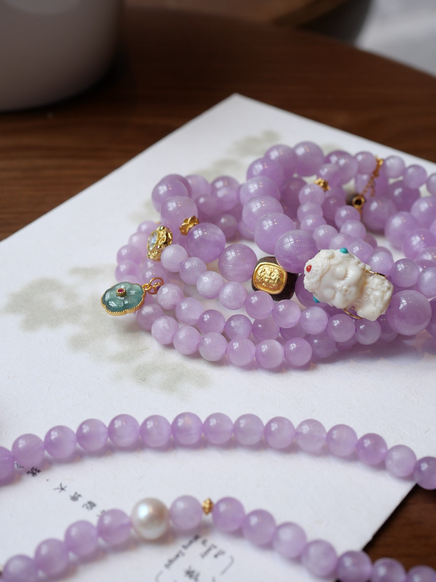 九紫离火紫气东来天然紫锂辉水晶手链女多圈手串项链薰衣紫纯银