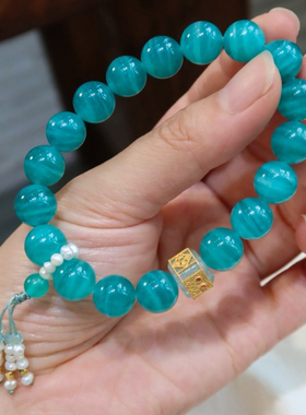 莫桑比克天然天河石手链女扎基拉姆手串原创设计生日礼物手饰珠宝