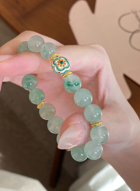 小青提 天然独龙玉手链女款非洲翠手串纯银招财转运珠生日礼物