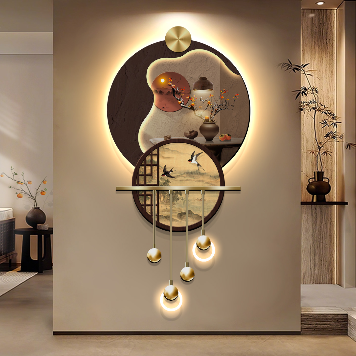 宋代美学客厅发光装饰画