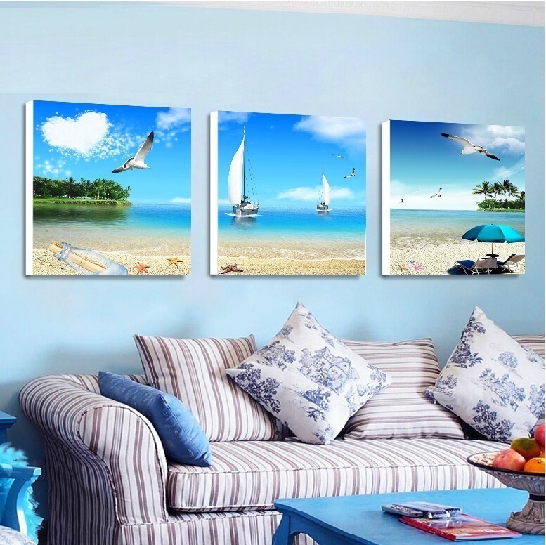 地中海风客厅卧室沙滩装饰画