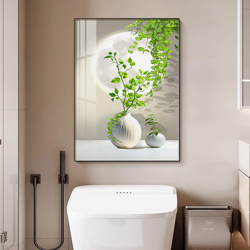 现代浴室卫生间装饰画玄关走道绿植洗手间壁画厕所背景墙防水挂画