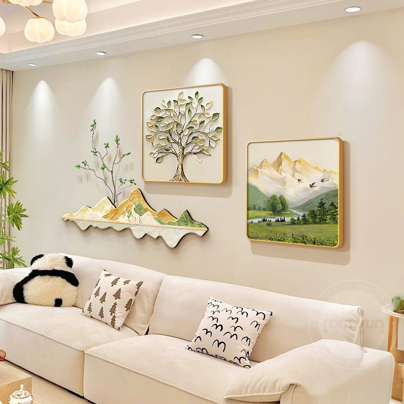 奶油风客厅装饰画轻奢日照金山餐厅组合壁画高级感沙发背景墙挂画,家居饰品,现代装饰画,淘宝优惠券,粉丝福利购,淘宝优惠卷
