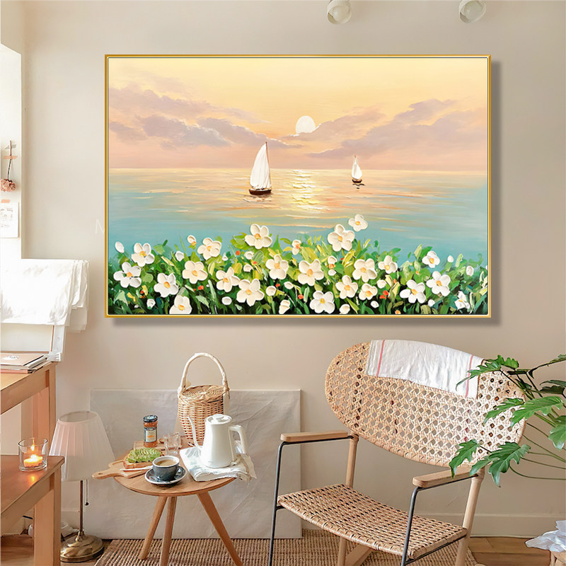 北欧客厅装饰画唯美花海沙发背景墙挂画现代简约餐厅卧室治愈壁画