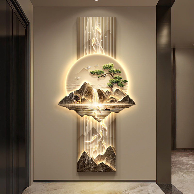 led带灯轻奢入户玄关装饰画图片
