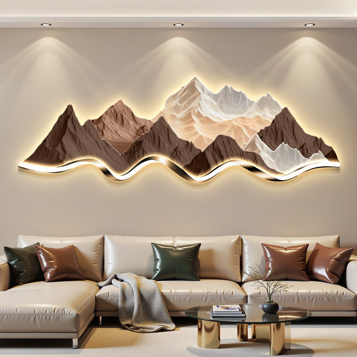 背有靠山led灯轻奢客厅装饰画沙发背景墙挂画现代简约高级感壁画,家居饰品,现代装饰画,淘宝优惠券,粉丝福利购,淘宝优惠卷