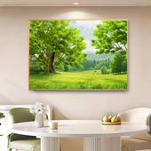 现代简约森林大树客厅装 饰画办公室绿色树木餐厅饭桌壁画风景挂画