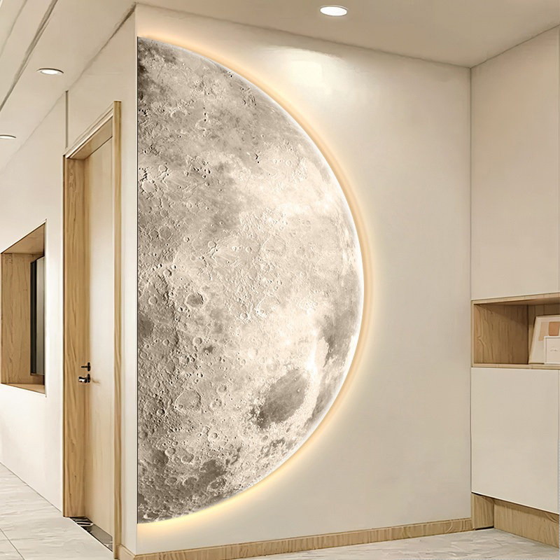 奶油风玄关装饰画高级感侘寂月球走廊过道挂画入户进门卧室壁灯画