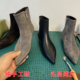 手工真皮复古小破跟尖头瘦瘦靴女胎牛绒法式 小短靴及踝靴女巫靴子