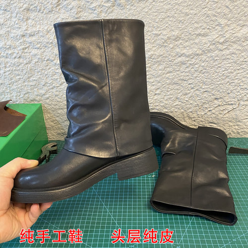 裤管靴骑士短靴女堆堆厚底马丁靴