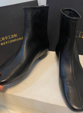 纯羊皮瘦瘦靴内增高短筒靴
