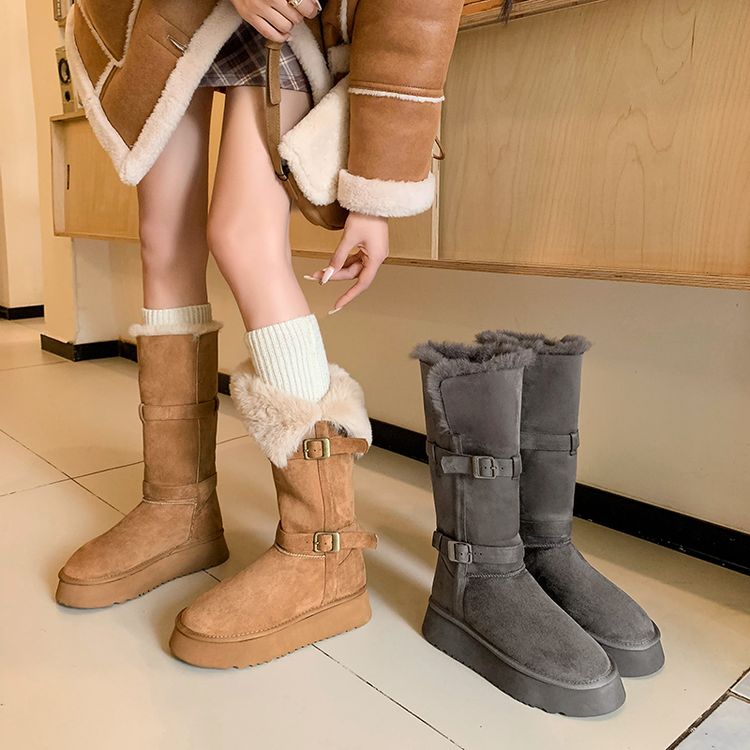 女冬季两穿长筒靴雪地靴加绒加厚