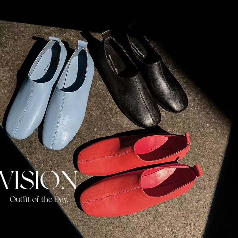 真皮女鞋春季新款深口女单鞋时尚圆头简约百搭小皮鞋一脚蹬平底鞋