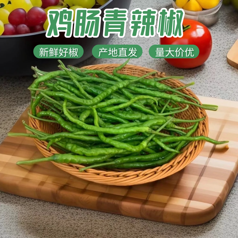 湖南衡东特产农家自种新鲜鸡肠青辣椒微辣薄皮细长青椒鸡肠椒长条
