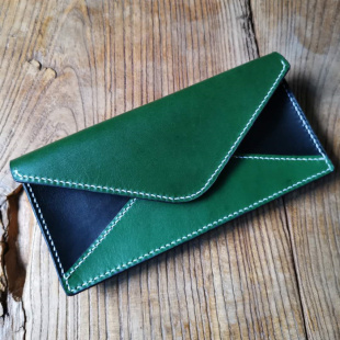 麒铃记 全手工钱夹 女士手抓包 头层牛皮长款钱包