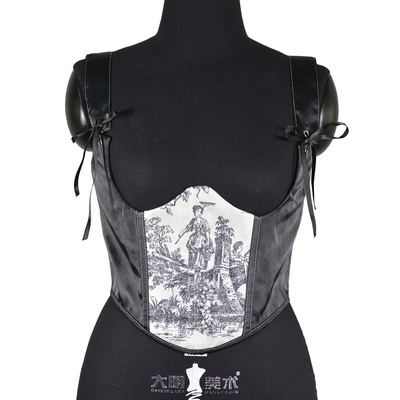 新款复古风系带印花吊带塑身腰封