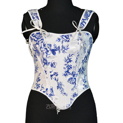 新款蓝玫瑰宫廷复古风印花吊带