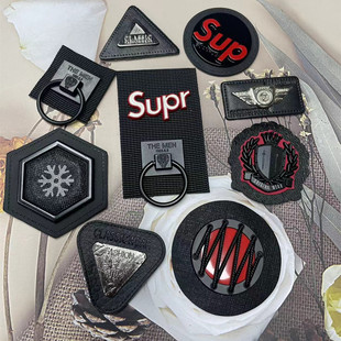 新款黑色个性皮标皮革五金布贴标立体徽章DIY装饰皮标