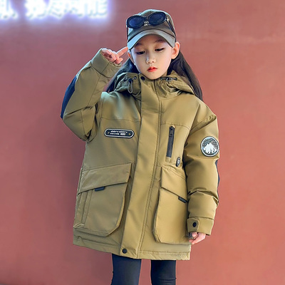 风衣户外运动儿童羽绒服白鸭绒女款运动大衣冬季保暖中大童亲子装