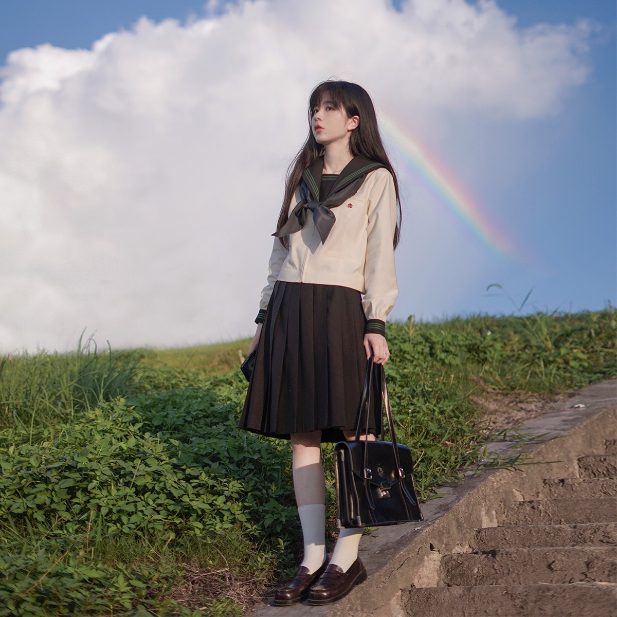 【风原葉】校供感墨绿三本