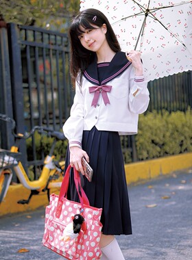 樱花家族jk制服【西岚女子】樱紫色 原创水手服套装中间服长袖女